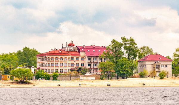 View of the Borisfen Hotel close to the Dnieper River in Kiev