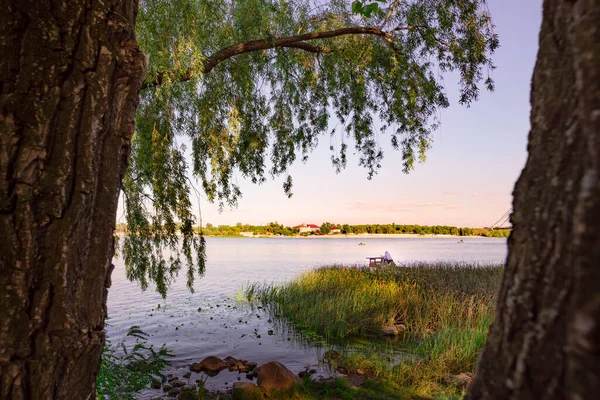 Kiev Ukraine September 2020 Fisherman Dnieper River Kiev Ukraine Nice — Stock Photo, Image