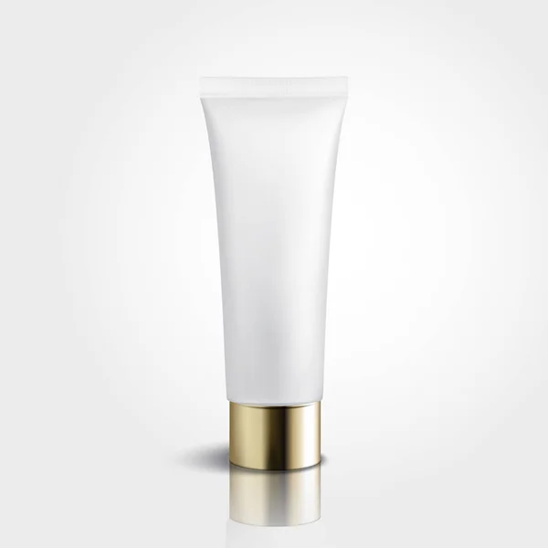 Isolated Blank Pearl White Plastic Tube Illustration Skincare Mockup Design — Stock Vector