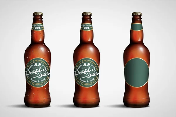 Illustration Craft Beer Package Design Illustration Glasflaschen Attrappe Set — Stockvektor