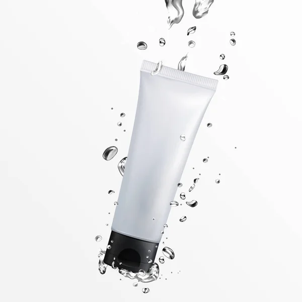 Tubo Plastica Cosmetica Vuota Cadere Acqua Illustrazione — Vettoriale Stock