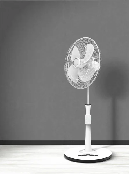 Modèle Ventilateur Stand Illustration Avec Fond Intérieur Confortable — Image vectorielle