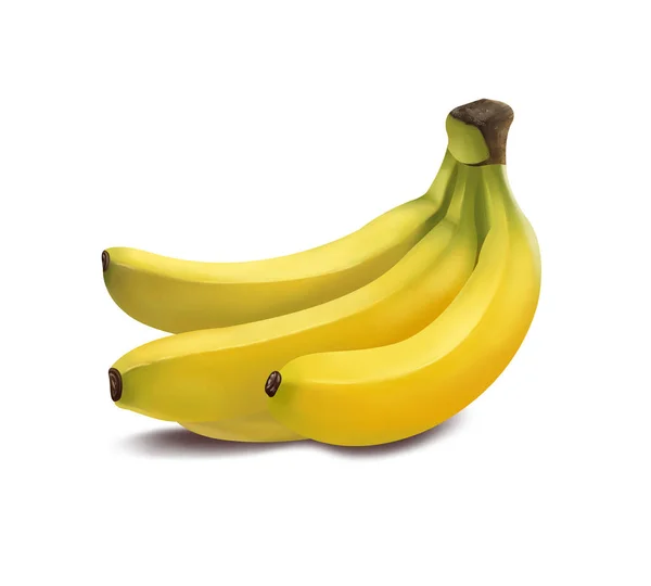 群的成熟香蕉被隔绝在白色背景上 — 图库照片