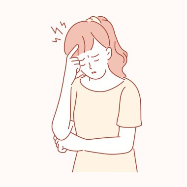 Endişeli kadın at kuyruğu ve t-shirt