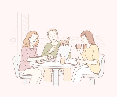 Açık hava kafe ve Hat sanatı birlikte sohbet arkadaşlar