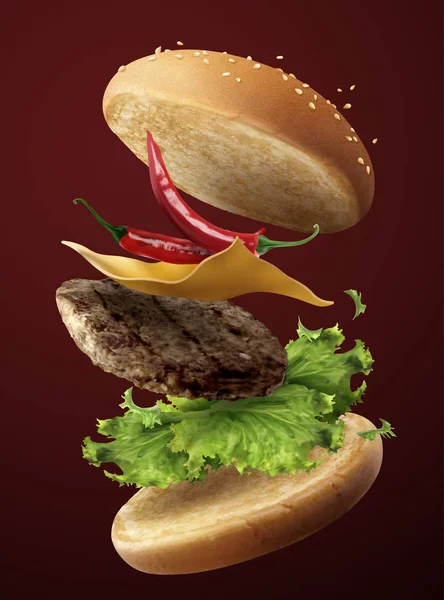 Scharfer, kühler Hamburger — Stockvektor