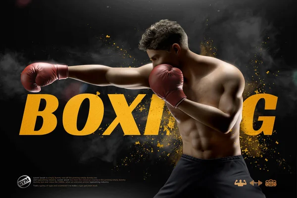 Boxeador lanzando una cruz derecha — Vector de stock