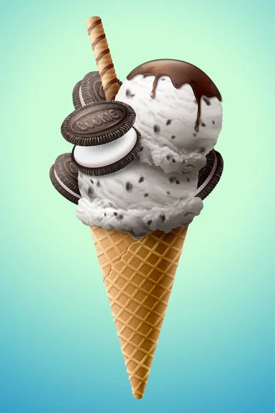 Choklad mjölk Ice Cream Cone — Stock vektor