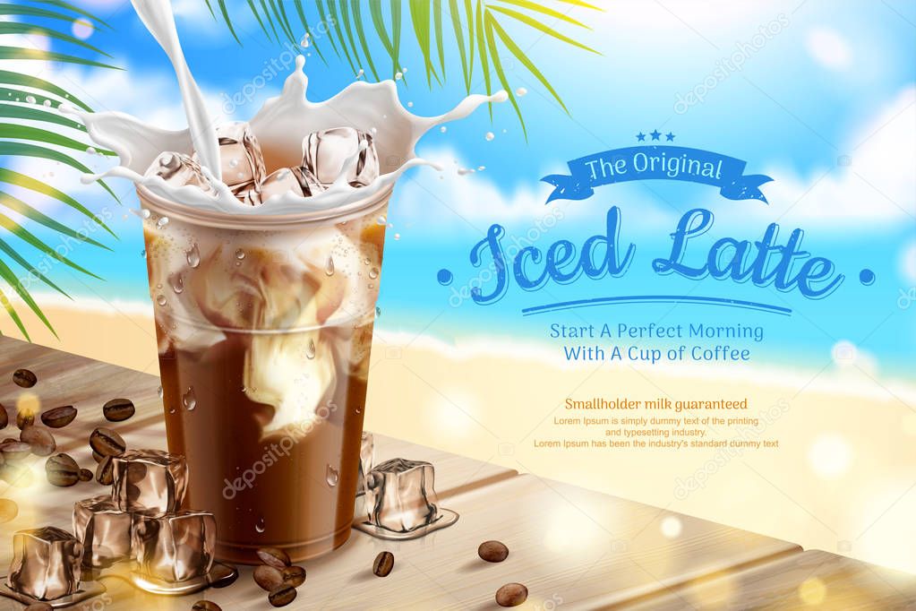 Iced latte with milk ads