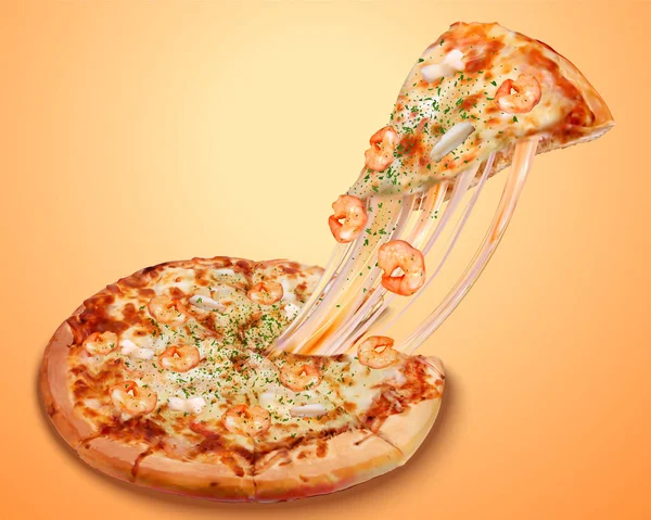 Stringy Seafood pizza advertenties — Stockvector