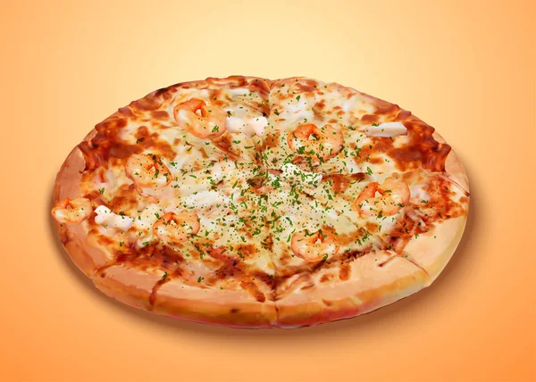 Finom tenger gyümölcsei pizza — Stock Vector