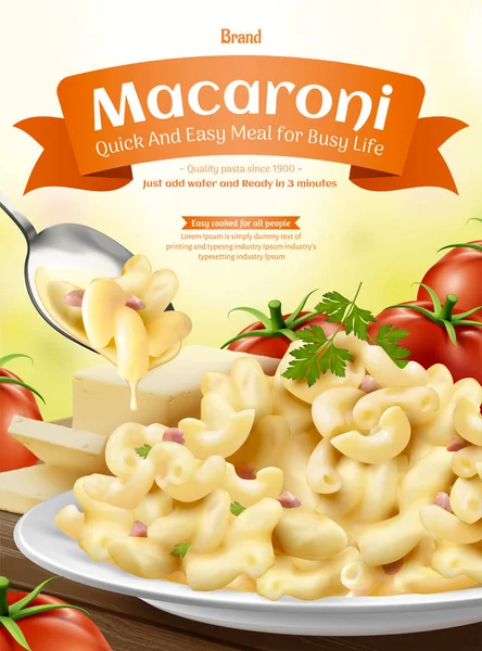 Köstliche Makkaroni-Werbung — Stockvektor