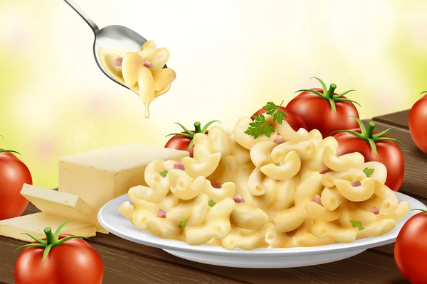Вкусные макароны с сыром — стоковый вектор