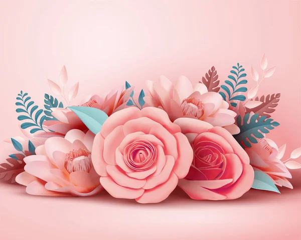 Paper Rose blomma dekorationer — Stock vektor