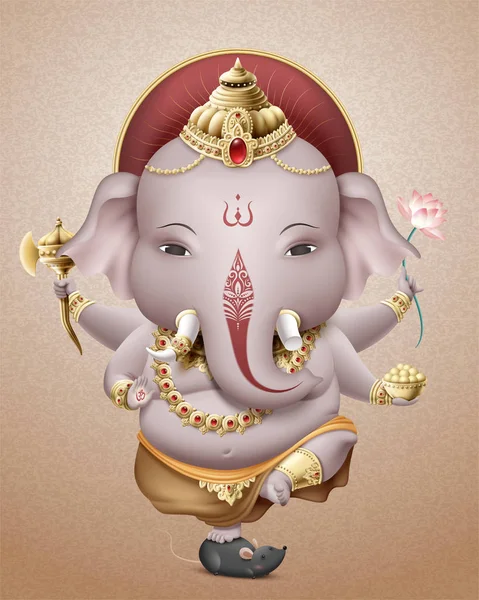 Deus adorável Ganesha — Vetor de Stock