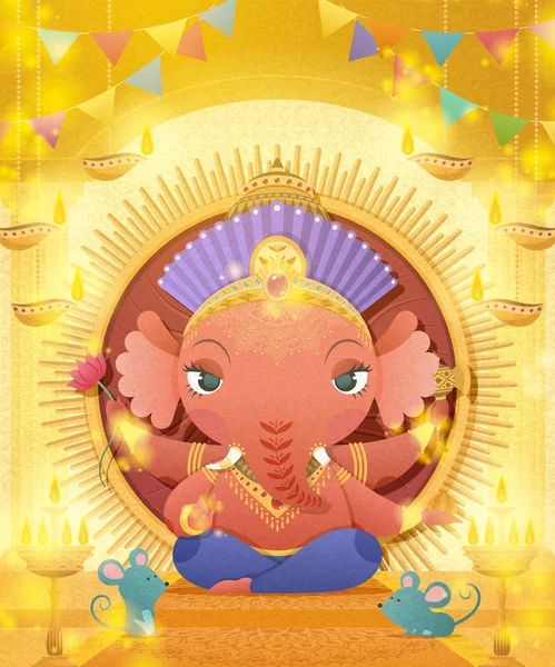 Mignon quatre armés Ganesha — Image vectorielle