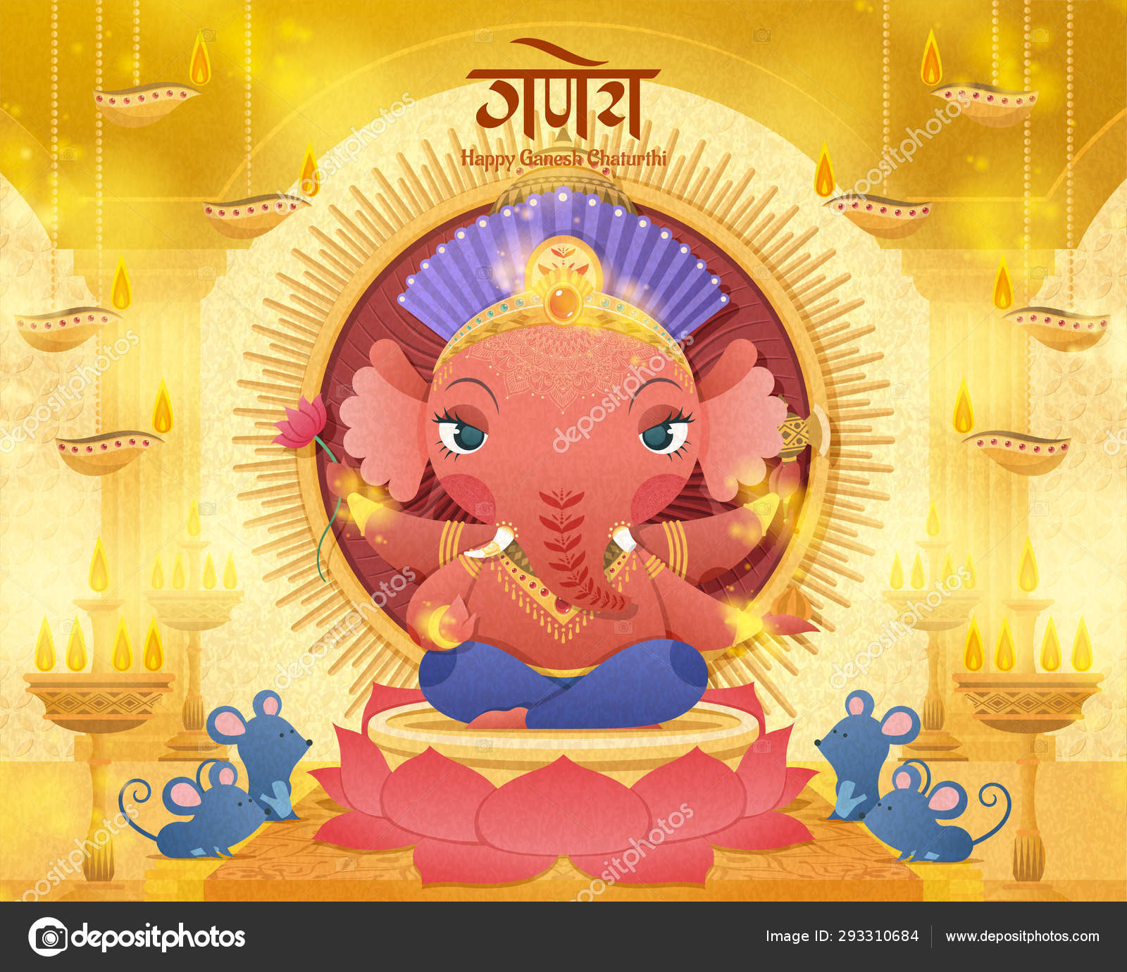 Cute four armed Ganesha god Stock Vector Image by ©RollingStonesStudio #293310684 Cute four armed Ganesha god Stock Vector Image by ©RollingStonesStudio #293310684