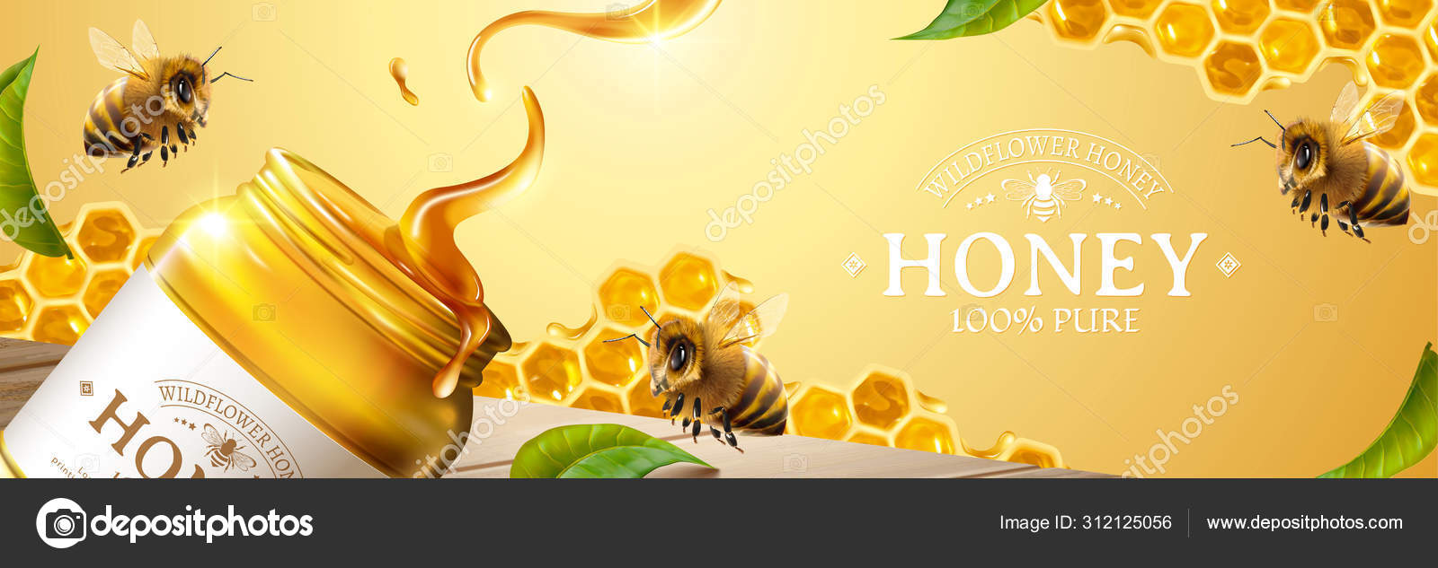 Customize 3D Honey Bee Banner