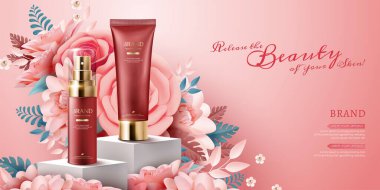 Zarif kağıt sanat kozmetik reklamları