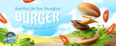 Lezzetli hamburger reklamları