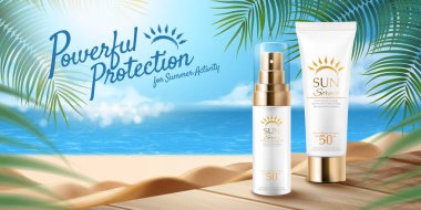 Summer sunblock product ads clipart