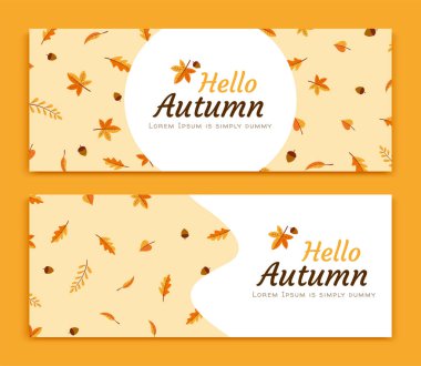 Sonbahar yaprakları ve meşe palamutları düz stil, krom sarısı arkaplan