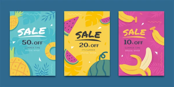 Concept Van Tropisch Fruit Cover Template Voor Zomer Verkoop Advertentie — Stockvector