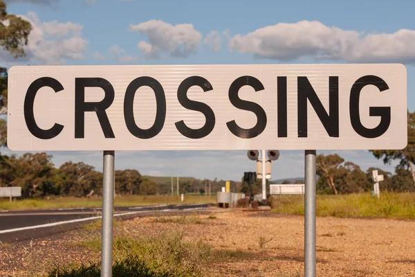 Spoorwegovergang Inspiratie Voor Avontuur Reisherinneringen Brochures Van Borden Australië Voor — Stockfoto