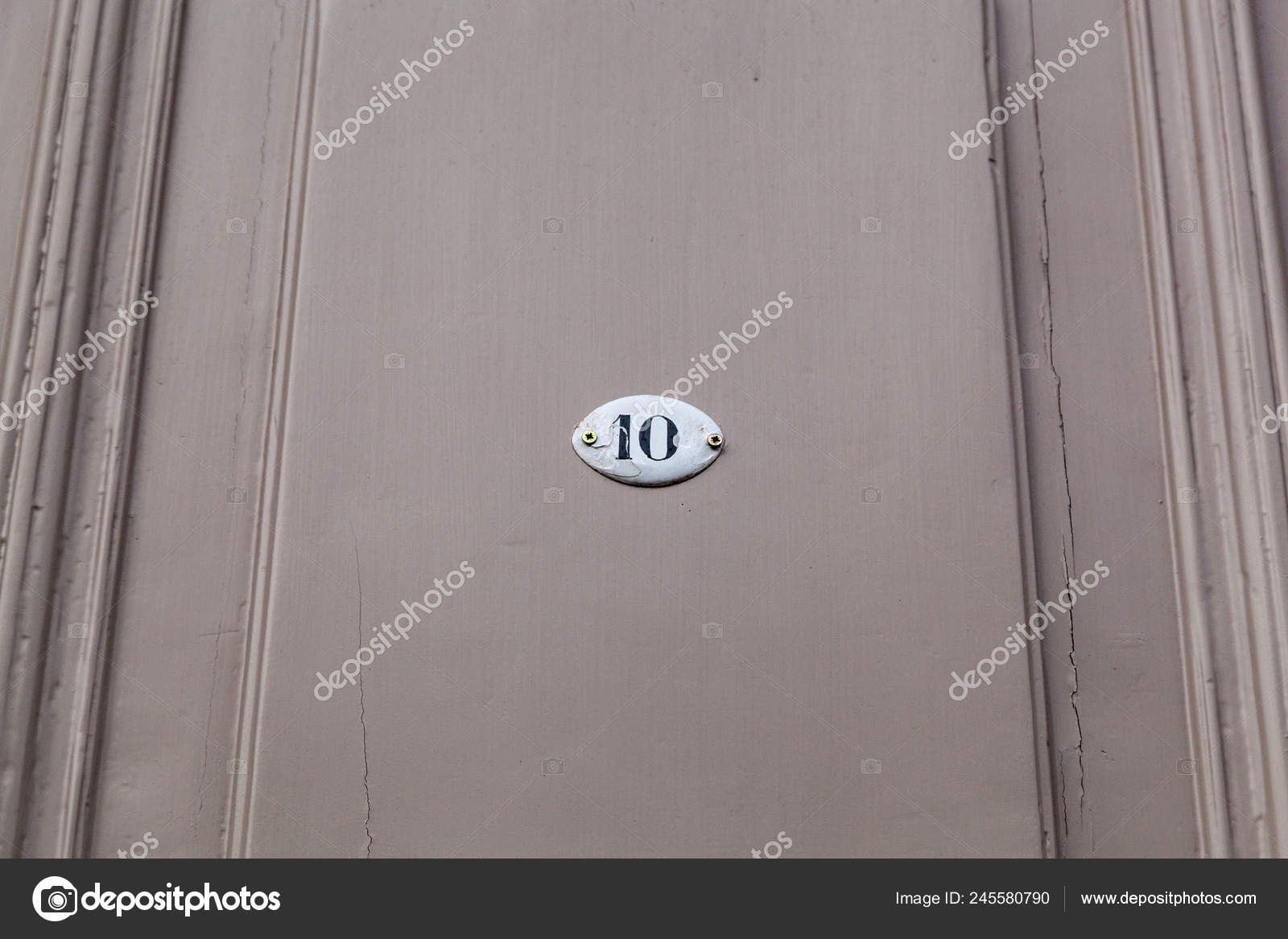 House Number Ten Black Digits White Background Oval Shape