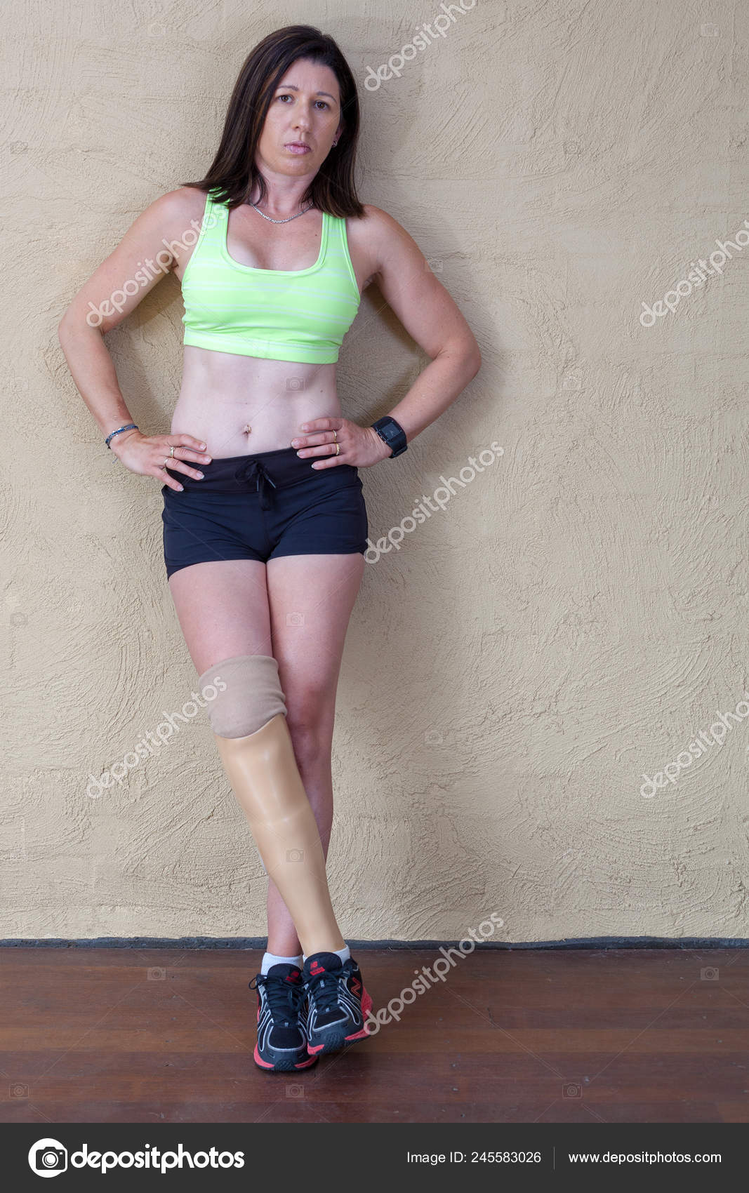 Mature Female Amputee Personal Trainer Crop Top Posing Legs ...