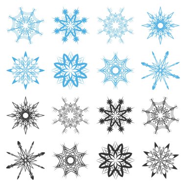 dekorasyon için vektör kar taneleri kümesi