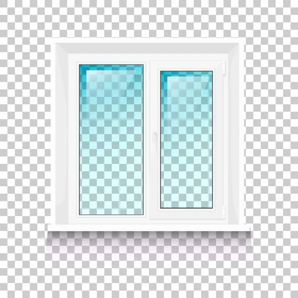 Imagen Vectorial Una Ventana Plástico Con Vidrio Transparente Alféizar Ventana — Vector de stock