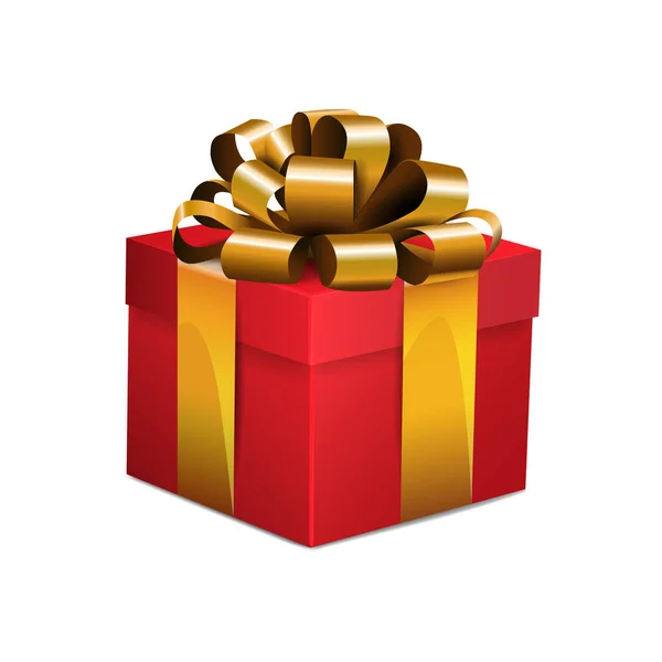 Coffret Cadeau Rouge Avec Ruban Arc Emballage Vacances Cadeau Illustration — Image vectorielle
