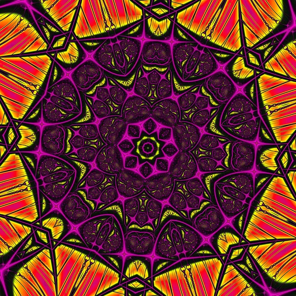 Gerçeküstü Illüstrasyon Kutsal Geometri Gizemli Psychedelic Gevşeme Desen Fraktal Soyut — Stok fotoğraf