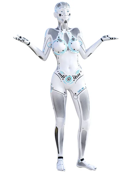Robot Fém Droid Mesterséges Intelligencia Fogalmi Divat Művészet Valósághű Render — Stock Fotó