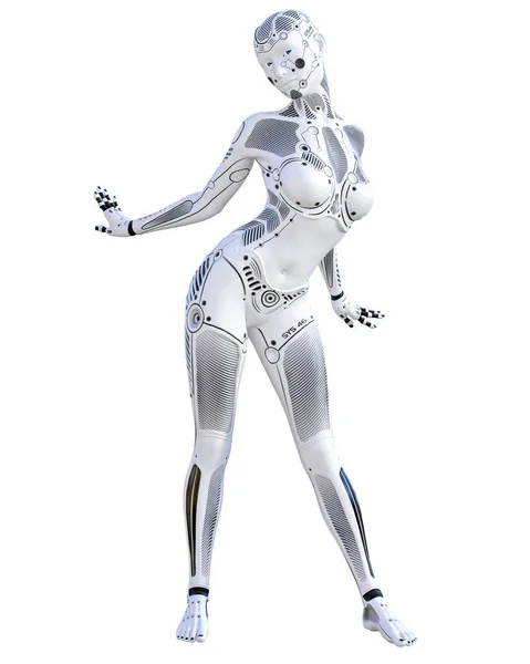 Donna Robot Droide Metallo Intelligenza Artificiale Arte Concettuale Della Moda — Foto Stock