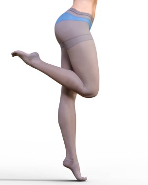 Güzel ince uzun seksi kadın bacaklar mavi külot ve külotlu çorap. Güzel iç çamaşırı koleksiyonu. Kışkırtıcı kurtarılmış pose.3d işleme. Isolate.Conceptual moda sanat.