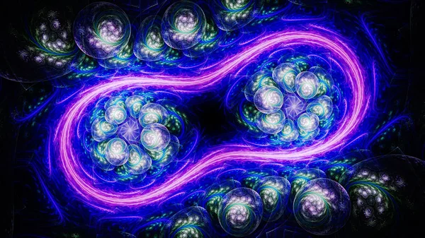 Разделение Клеточного Микроорганизма Микроскопом Сюрреалистическая Иллюстрация Сакральная Геометрия Таинственная Психоделическая — стоковое фото