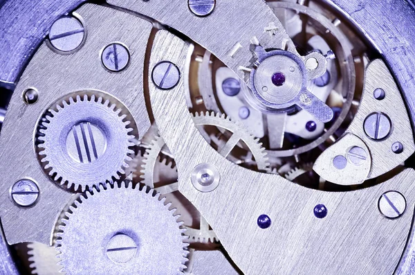 Engranajes Viejos Relojes Mecánicos Péndulo Dientes Debajo Del Capó Vista — Foto de Stock