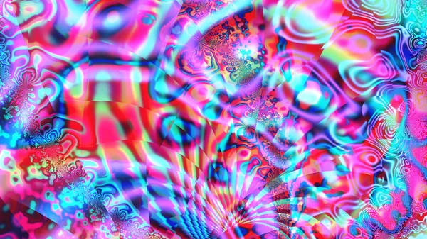 Regenbogenbänder Glasmalerei Kaleidoskop Von Farbenfrohem Leuchten Komplexe Muster Surreale Illustration — Stockfoto