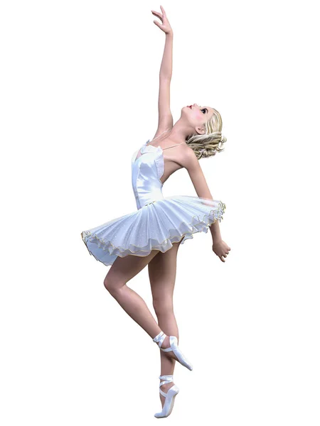 춤추는 발레리 화이트 스커트입니다 소녀입니다 댄서입니다 스튜디오 사진입니다 키입니다 예술입니다 — 스톡 사진