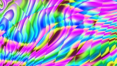 Gökkuşağı bantları. Vitray. Kaleydoskop renk. Neon kızdırma. Karmaşık desen. 3D gerçeküstü illüstrasyon. Kutsal geometri. Gizemli psychedelic gevşeme desen. Fraktal Soyut doku. 