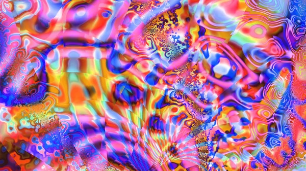 彩虹乐队 彩色玻璃 万花筒的颜色 霓虹灯发光 复杂的模式 超现实主义插图 神圣的几何学 神秘的迷幻放松模式 分形抽象纹理 — 图库照片