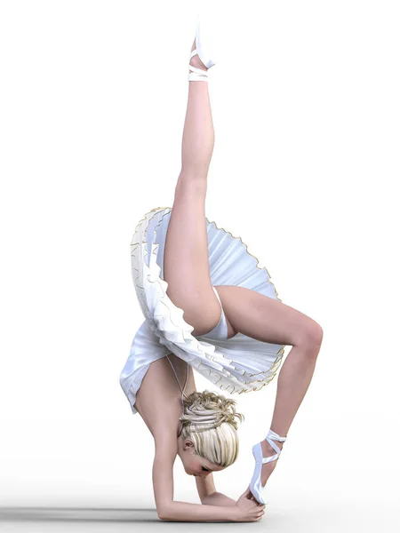 Танцующая Балерина Белая Балетная Пачка Блондинка Голубыми Глазами Балетный Танцор — стоковое фото