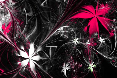 Çiçek Symphony.Abstract fantezi süsleme deseni. Tebrik kartları veya t-shirtler için yaratıcı fraktal tasarım