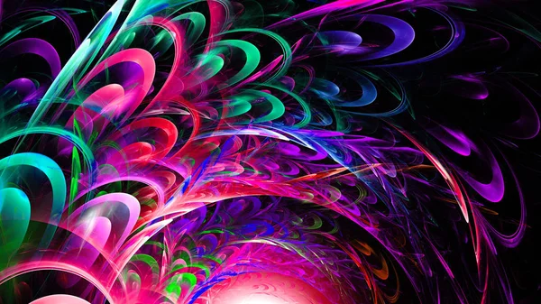 Abstract fractal shapes. Fantasy colorful chaotic fractal texture. 3D rendering psychedelic illustration pattern.