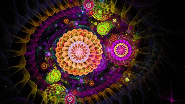Virág Gears Szürreális Illusztráció Szent Geometria Titokzatos Relaxációs Minta Fraktál — Stock Fotó