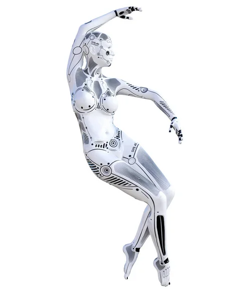 Robot Woman Metal Droid Artificial Intelligence Conceptual Fashion Art Realistic — Stock Photo, Image