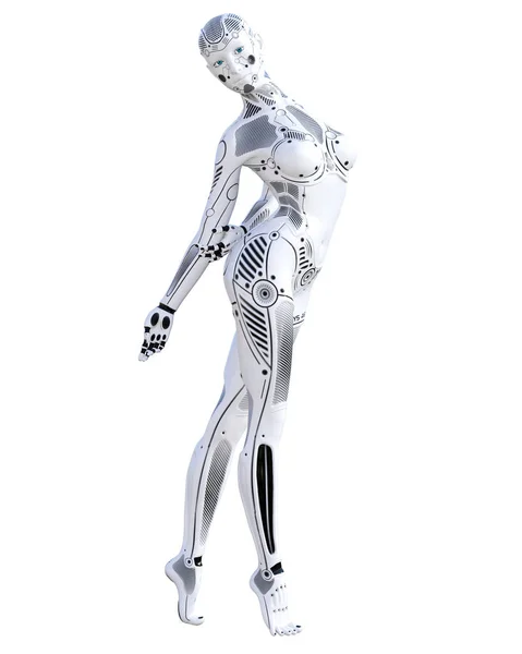 Mujer Robot Baile Droide Metálico Inteligencia Artificial Arte Conceptual Moda —  Fotos de Stock