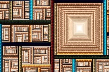 3D sürreal çizim. Kutsal geometri. Gizemli gevşeme kalıbı. Fraktal soyut doku. Dijital sanat eseri grafik astroloji büyüsü